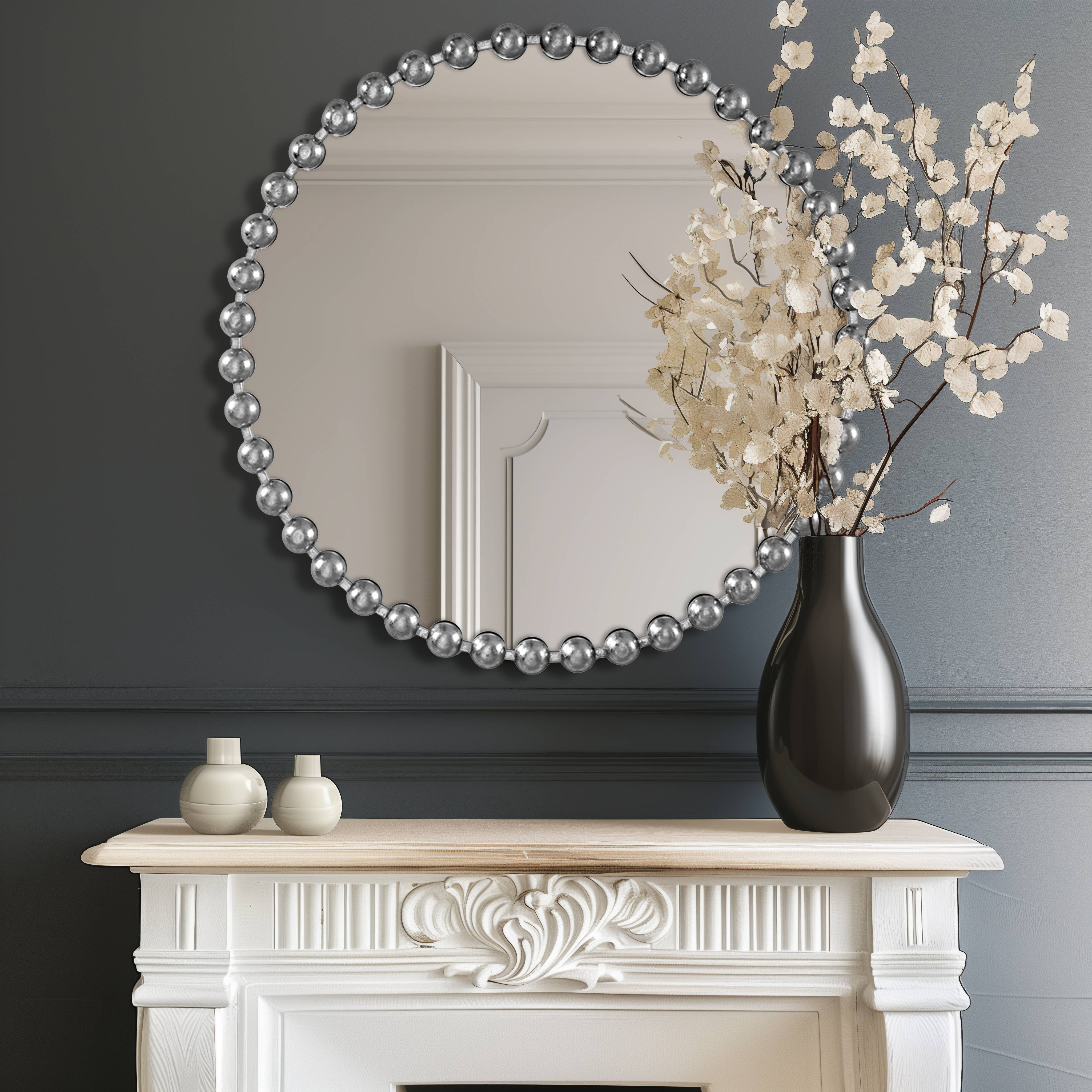 Olliix - Wholesale Wall Mirror - Round Iron Framed Wall Decor Mirror, Silver7