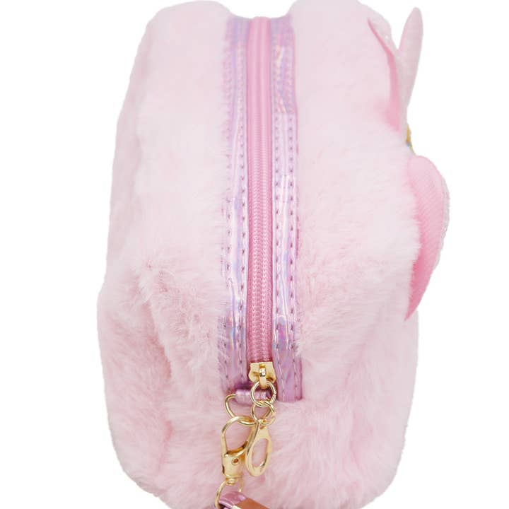 Cap Zone - Wholesale Makeup/Cosmetic Bag - Unicorn Pony Fuzzy Faux Fur Versatile Cosmetic Bag