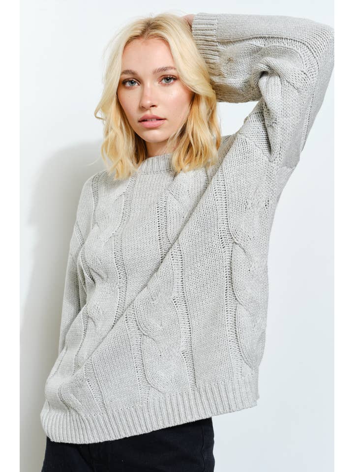 Pretty Garbage - Wholesale Knit Sweater - Women's - PRUDENCE CABLE KNIT SWEATER - Oversized, Fall4