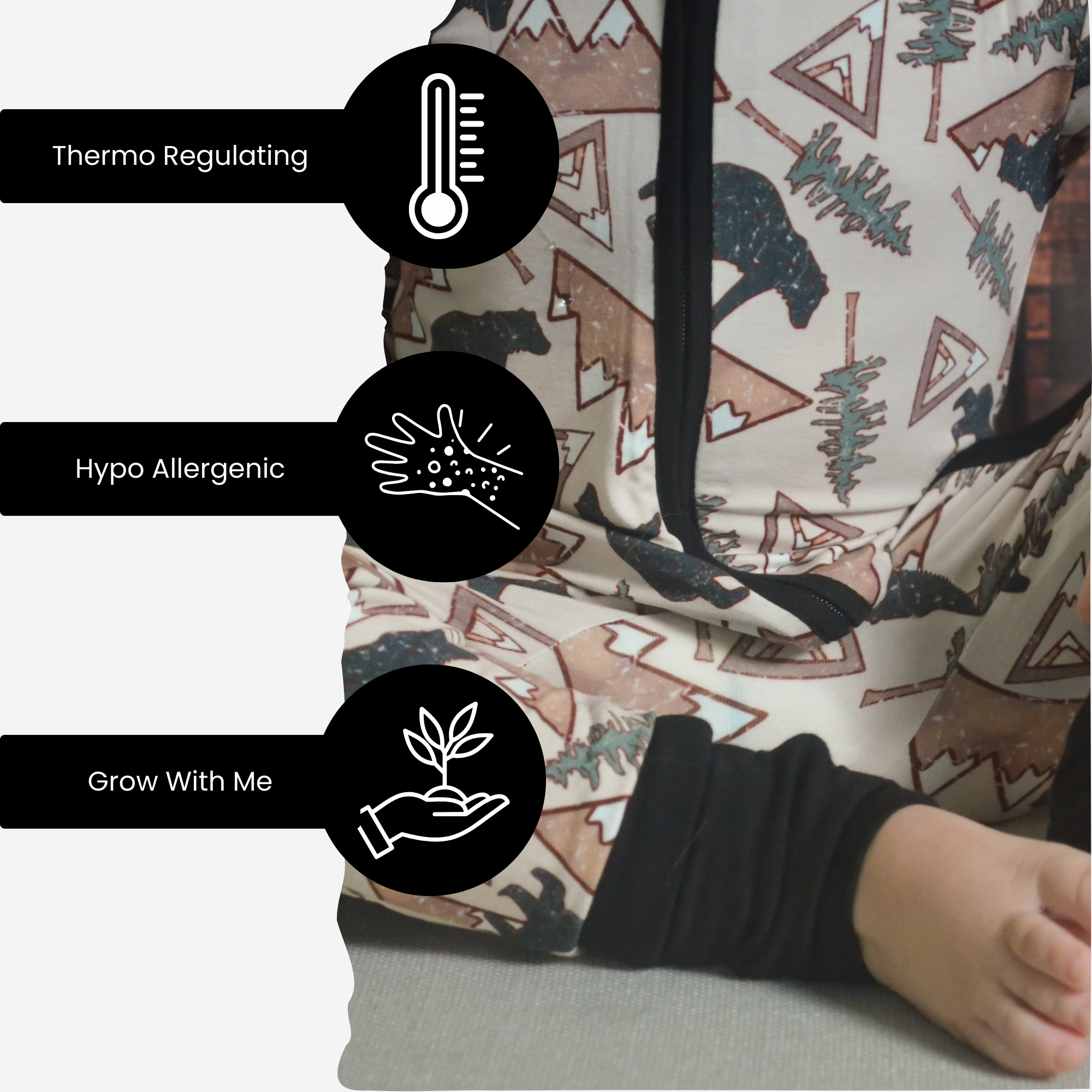 Rocky Ridge Dormeur Bébé en Bambou – Pyjama Une-Pièce Doux et Respirant en vente sur Faire3