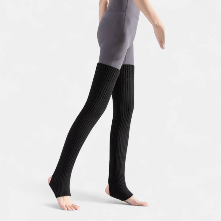 Ribbed Knit Stirrup Leg Warmers with Slouch Fit for wholesale by AK Brand