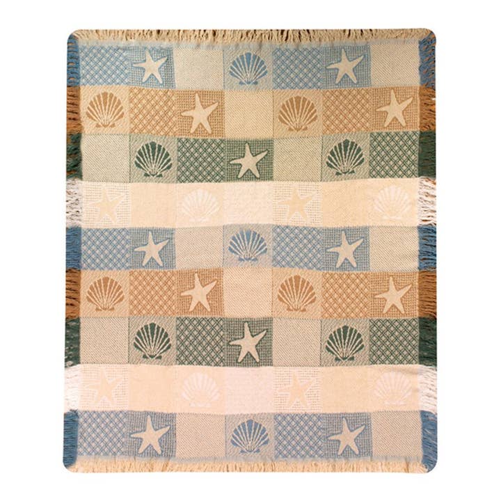 Versatile Seashore Themed 2-Layer Throw Blanket for wholesale by Manual Woodworkers and Weavers, Inc.