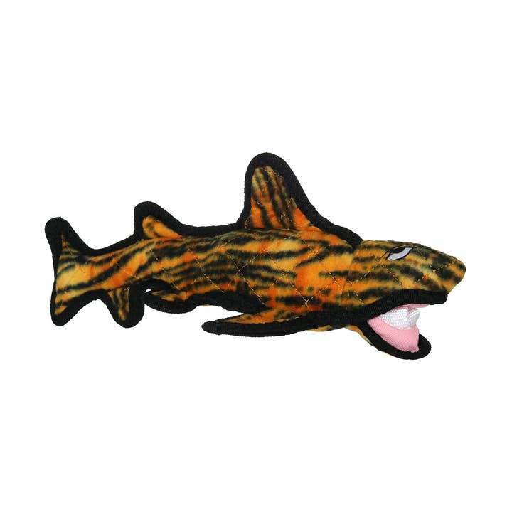 Tuffy Ocean Tiger Shark, duurzaam, stoer, piepend hondenspeelgoed voor wholesale door Tuffy Dog Toys - VIP Products