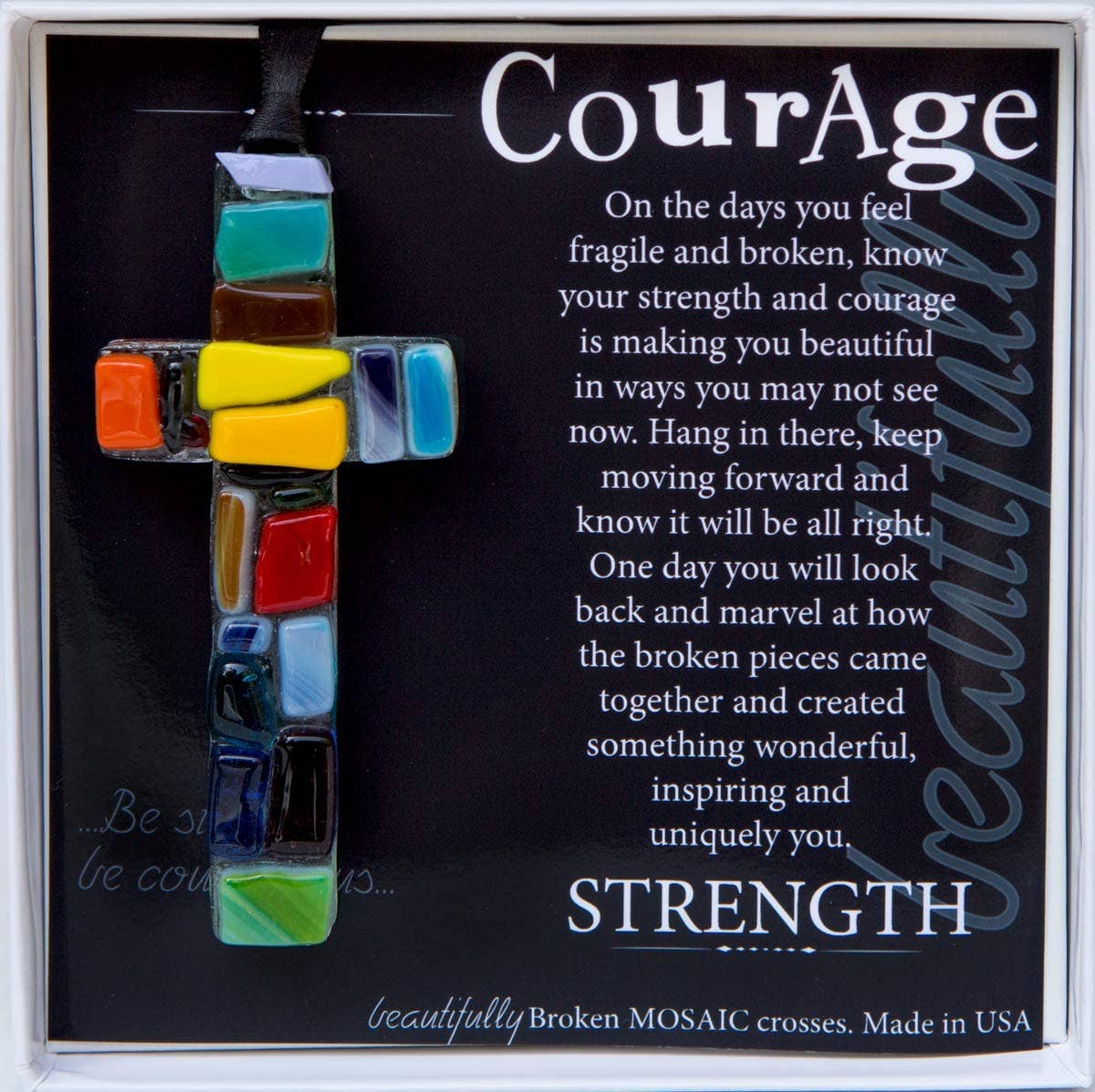 The Grandparent Gift Co. Inc. - Wholesale Wall Cross - Courage Encouragement Gift Cross: USA Handmade Glass 44695