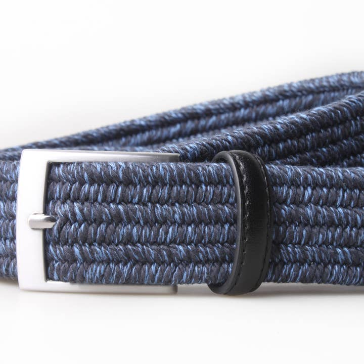 Darren Tvinnat Garn Vävd Stretch 3,5 CM Bälte - Marinblå för wholesale av PX