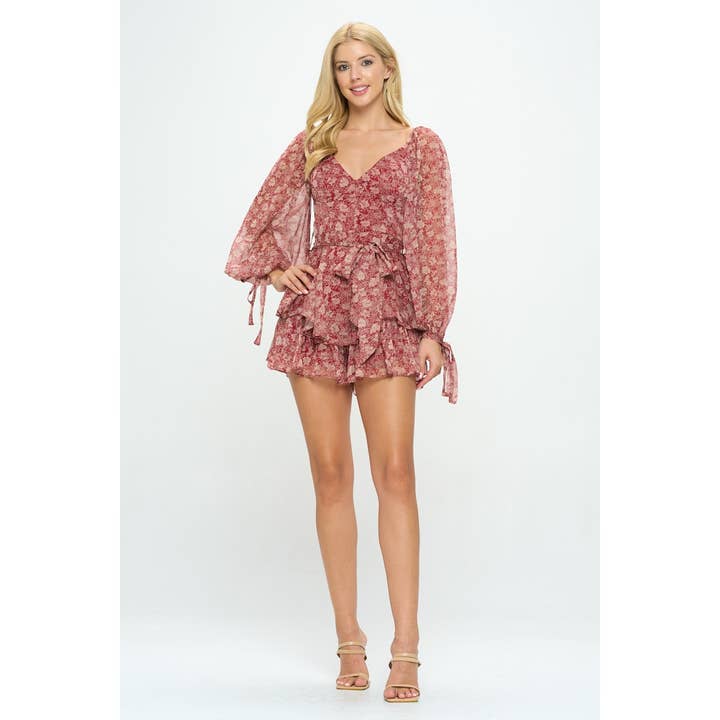 BLommig chiffongromper / ST2923D för wholesale av One and Only Collective