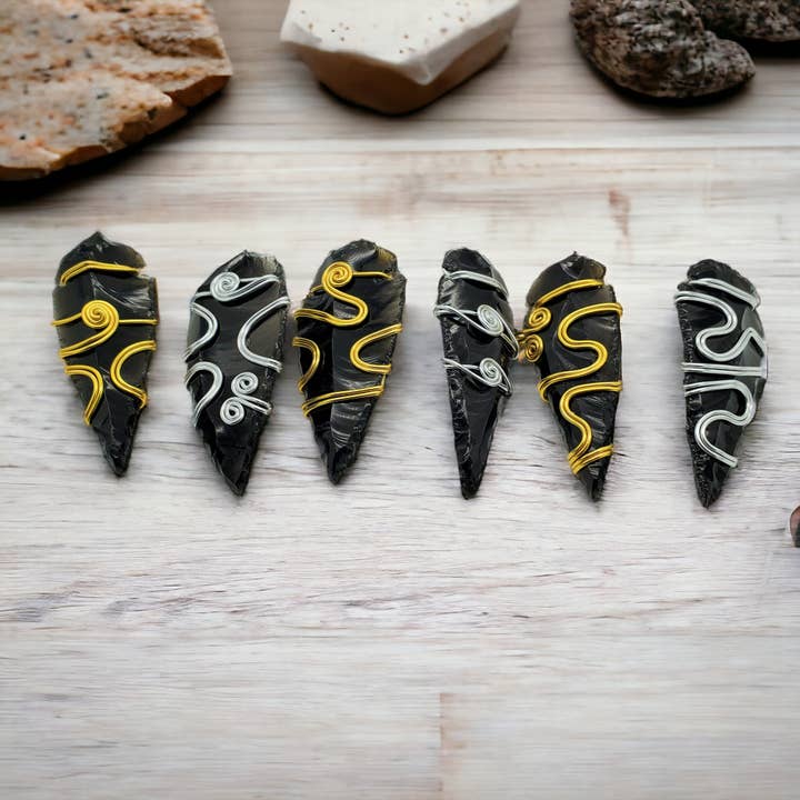 Different Branches - Wholesale Individual Charm/Pendant - Unique Handmade wire wrap obsidian arrowhead Jewelry