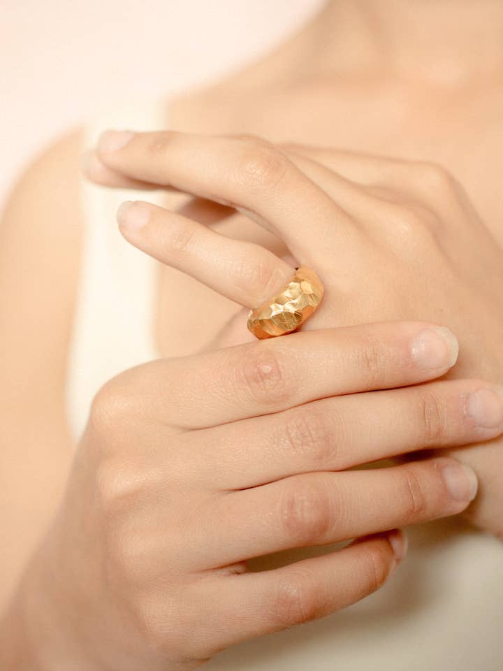 The Meira Handmade Band Ring in Brass Gold Silver for wholesale by Eyde