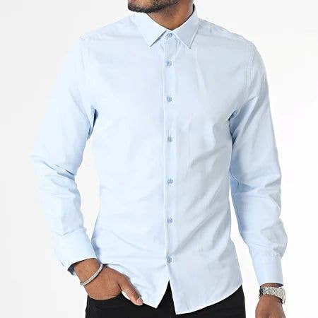 MACKTEN - Wholesale Button Down Shirt - Men's - Men's slim sky blue shirt