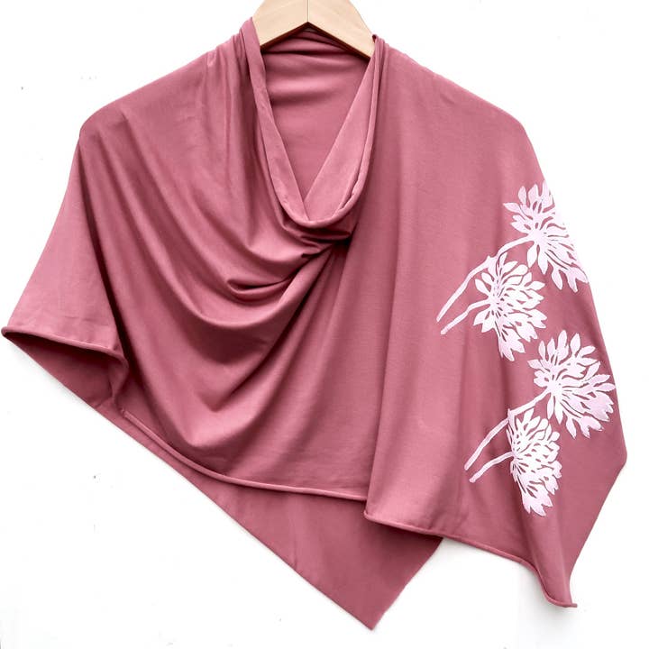 Lightweight Poncho - Allium (white ink) for wholesale by Windsparrow Studio
