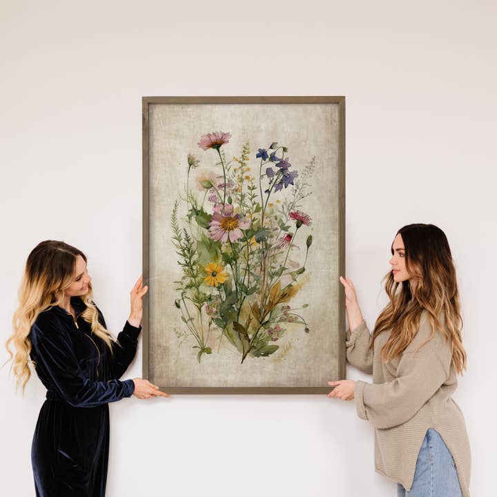 Hangout Home - Wholesale Art Print - Gathered Wildflowers - Framed Flower Canvas Art - Farmhouse