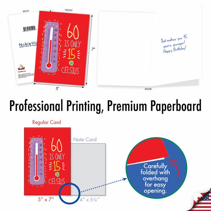 NobleWorks - Wholesale Birthday Card - Birthday Card - 60 In Celsius