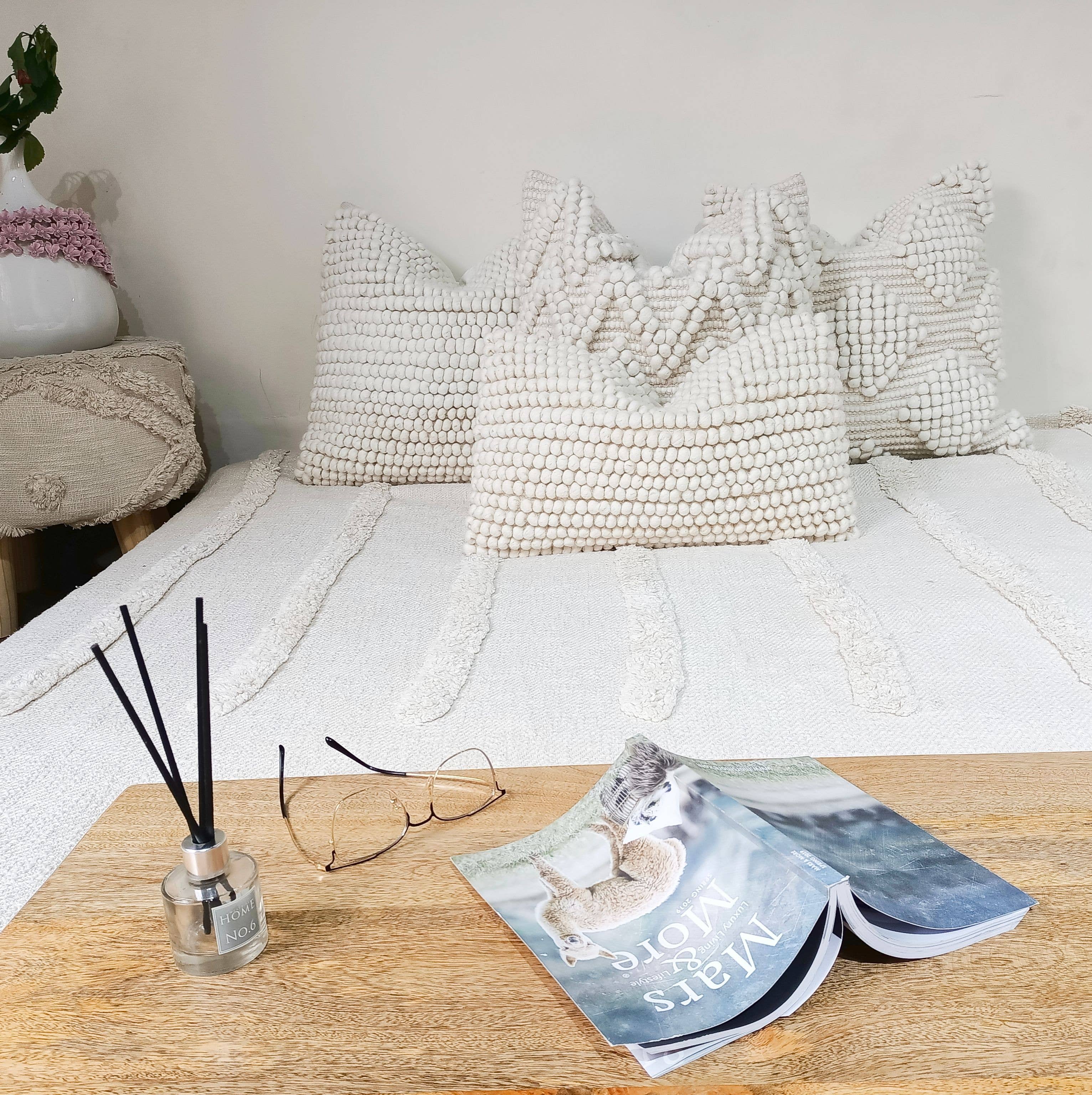 Eyda Homes - Wholesale Throw Pillow Cover - Handmade Ivory Boho Throw Pillow Cover with Insert 7