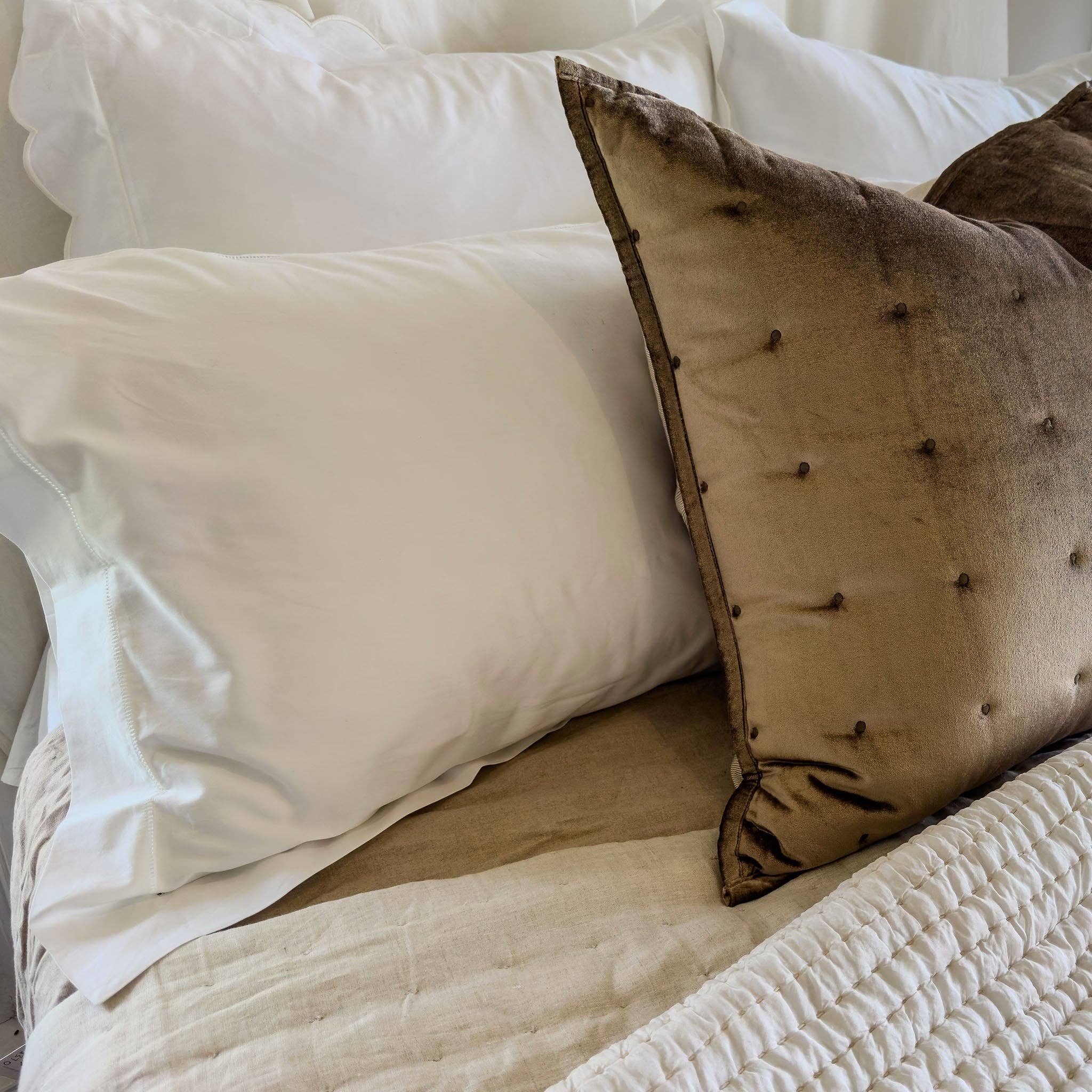 Belle Hemstitched Pearl 600TC Cotton Sateen Pillowcases for wholesale on Faire3