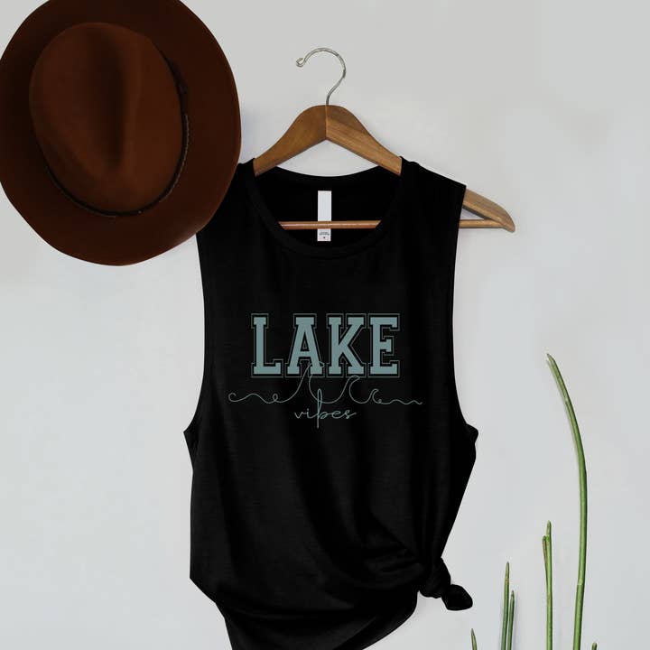 Lake Vibes Typography Women's Jersey Tank Top for wholesale by PINK NABI