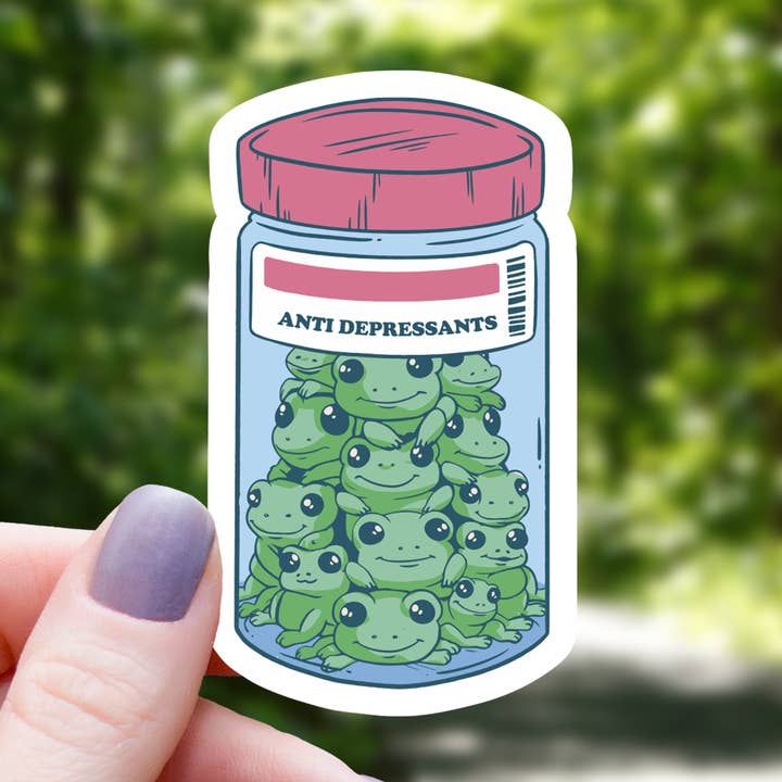 Mimic Gaming Co - Vente Autocollant - Autocollant antidépresseur en forme de grenouille, 3 po0