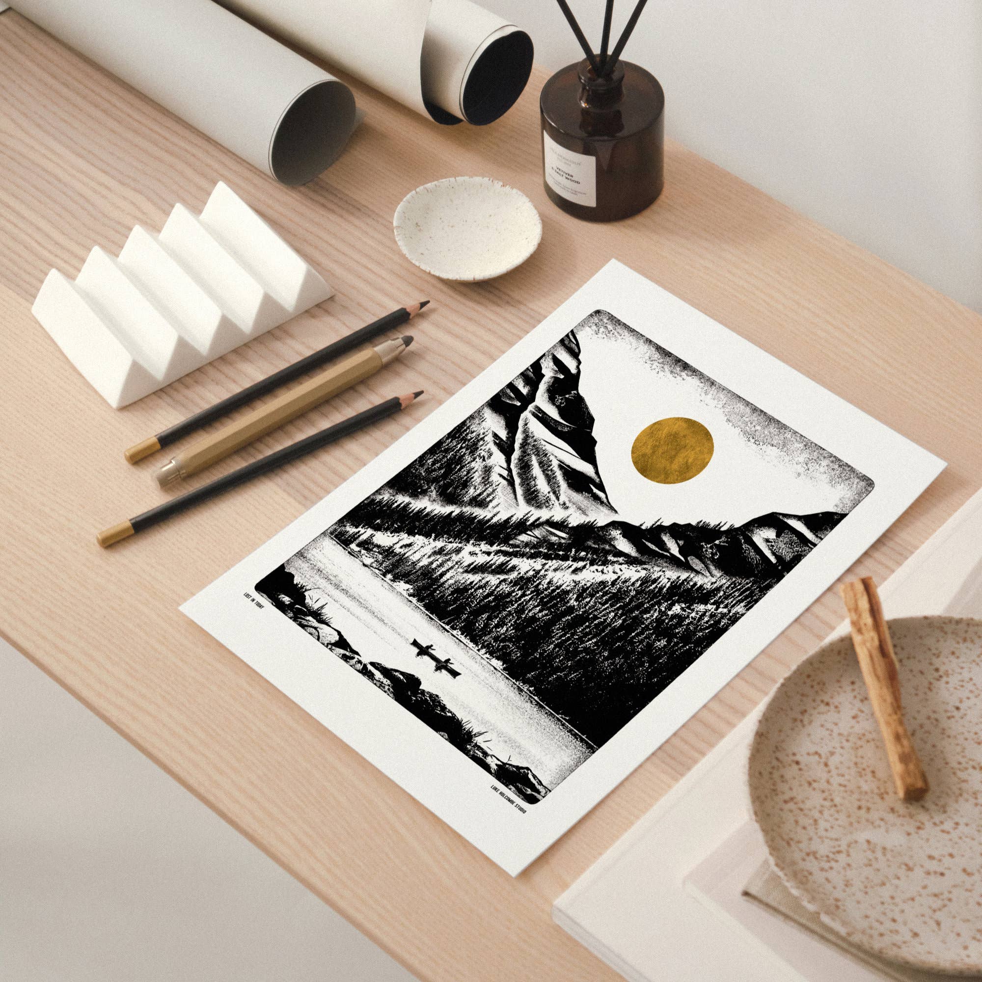 Luke Holcombe Studio – wholesale Art print – Lost in Today, Digital Print (A4, A3) Lake Great Outdoors3