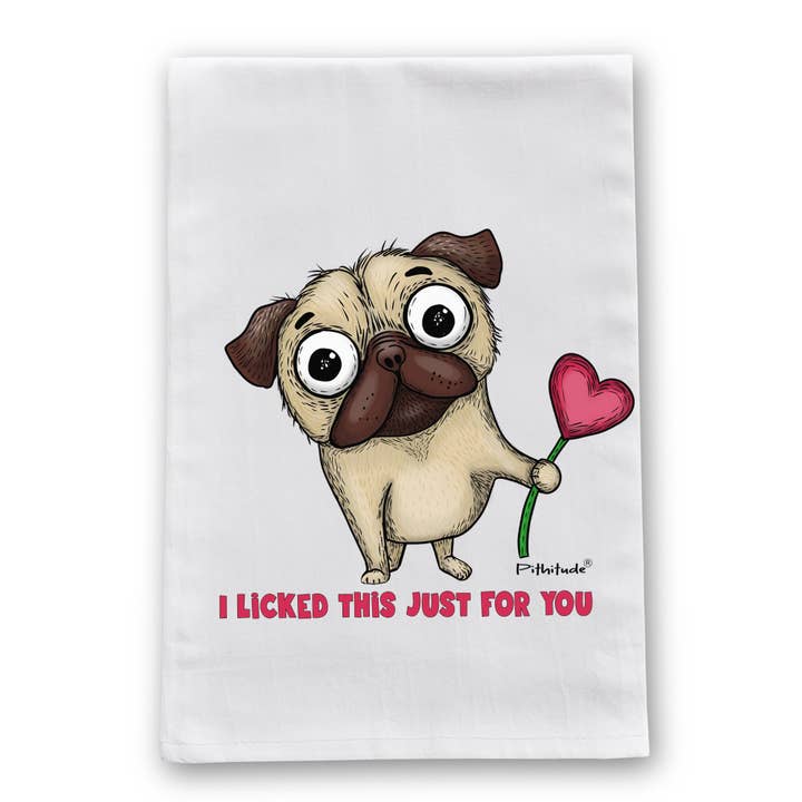 Pug Lick Cotton Flour Sack Dish Towel for wholesale by Pithitude