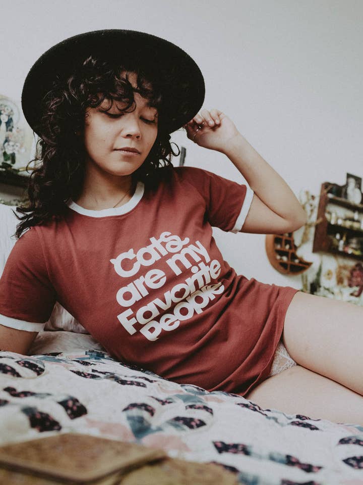 Cats Are My Favorite People | Women's Ringer Graphic T-shirt for wholesale by The Bee & The Fox