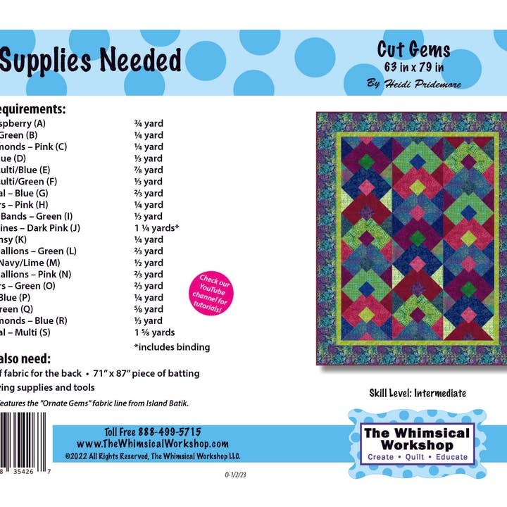 The Whimsical Workshop - Wholesale Craft Sewing Kit - Cut Gems - Quilt Pattern | Fabric Kit1