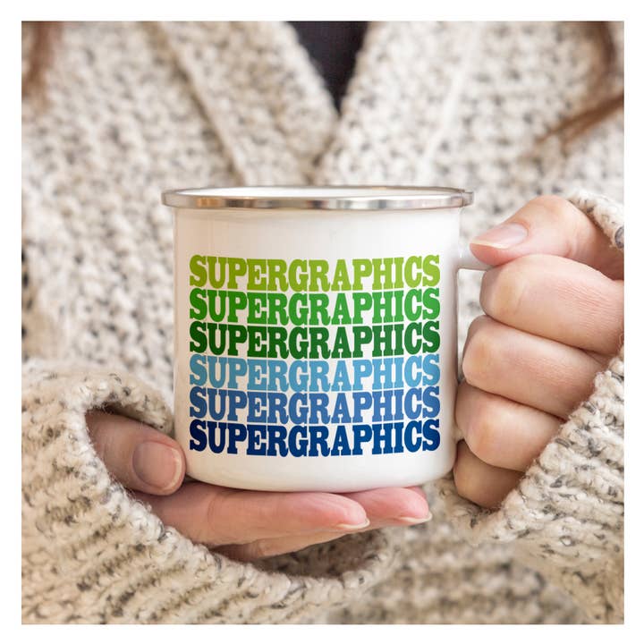 Rock Scissor Paper - Wholesale Coffee Mug - Personalized City Camp Mug - Supergraphics Repeat Name Drop