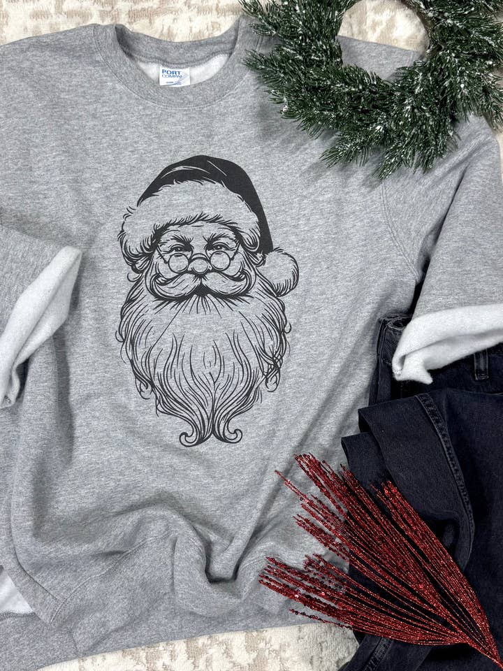 Whimsical Santa Sweatshirts - cut or NON cut for wholesale by Knox + Nell