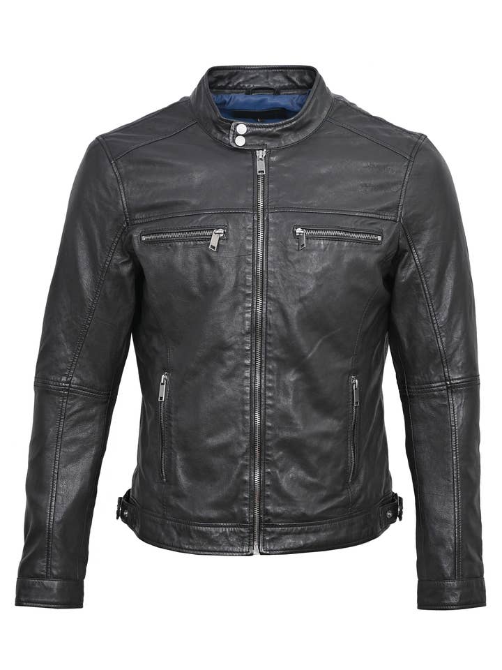 Äkta läderjacka för män UNIQ för wholesale av Blue Wellford