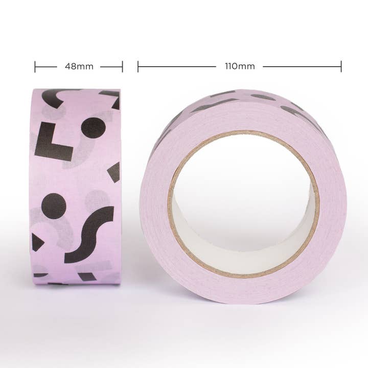 Packplan – wholesale Tape – Mauve tape and black shapes, Packaging tape5