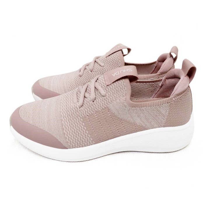 Jessica Lace-up Flyknit Trainer in Dusty Pink for wholesale by Shu Da Living