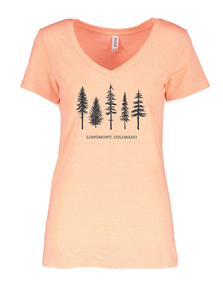 MT Brand Apparel - Wholesale Screen Printed T-Shirt - Women's - Pine Tree - Customizable - V-Neck Tee3