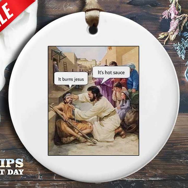 Lustiger Letztes Abendmahl Weihnachtsornament - 'Jesus geht in eine für den Großhandel von VenusArtsShop
