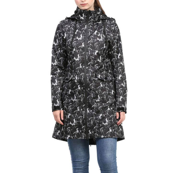 Equine Couture Ladies Linear Horse Rain Full Length Jacket for wholesale by JPC Equestrian