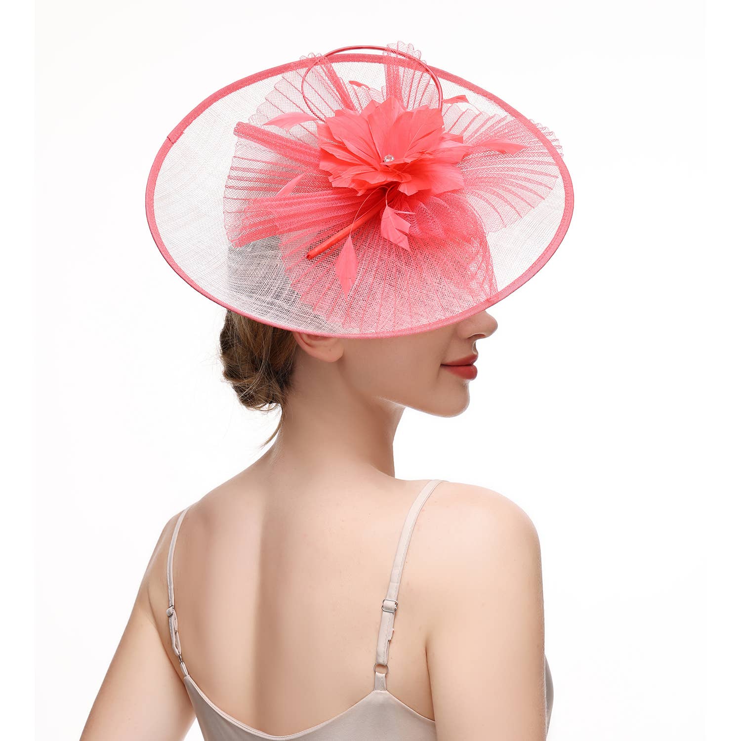 PEACH ACCESSORIES – wholesale Fascinator hat – Women's – Elegant Wide Brim Fascinator Hat TGH0663
