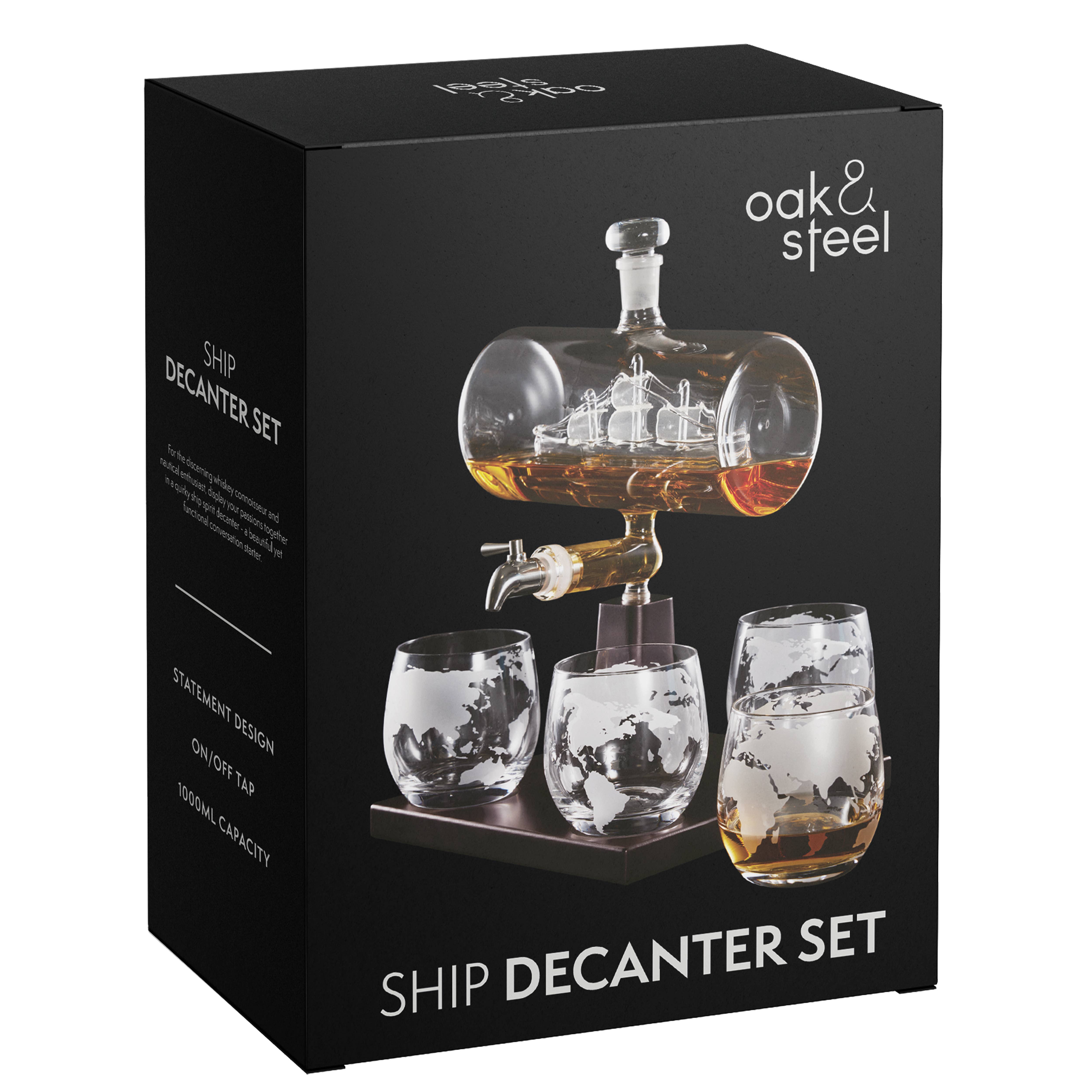 Oak & Steel – wholesale Decanter – Ship Whiskey Decanter Set3