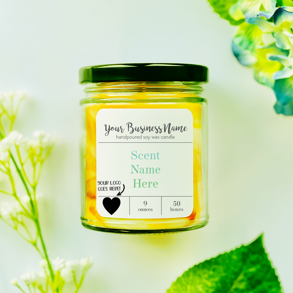 Coyer Candle Co. - Vente Bougie en bocal - Bougies de 9 oz - Nom de votre entreprise + petit logo et signature3