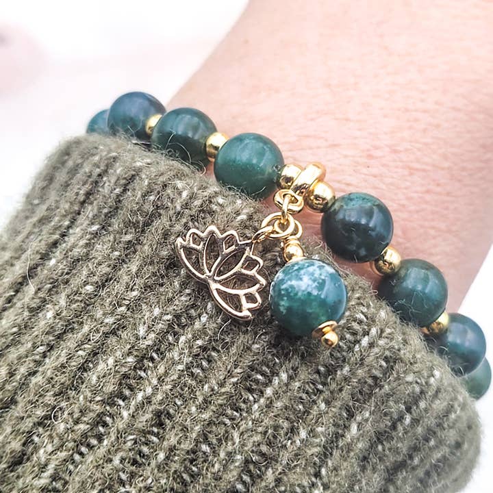 Moss agate wellness bracelet for wholesale by Moira Bijoux Creation