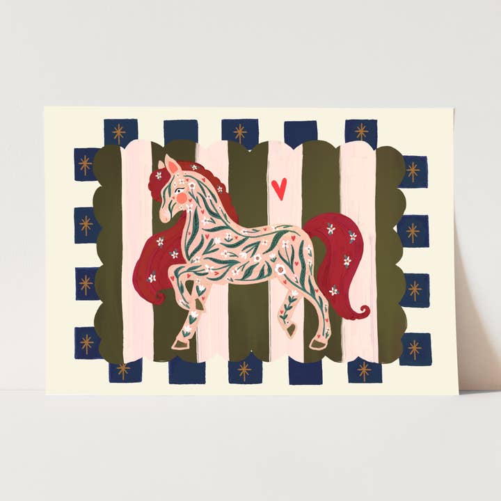 Pony Club Green, Kids Art Prints, Kids Art Print, for wholesale by Kate Fox Design