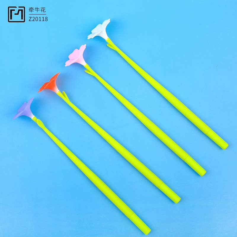 BCmini - Wholesale Pen - 22715 Morning Glory Flower Wiggle Pad Gel Pen-4815