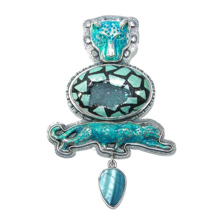 Window Drusy emaille met hanger van parelmoer voor wholesale door Amy Kahn Russell