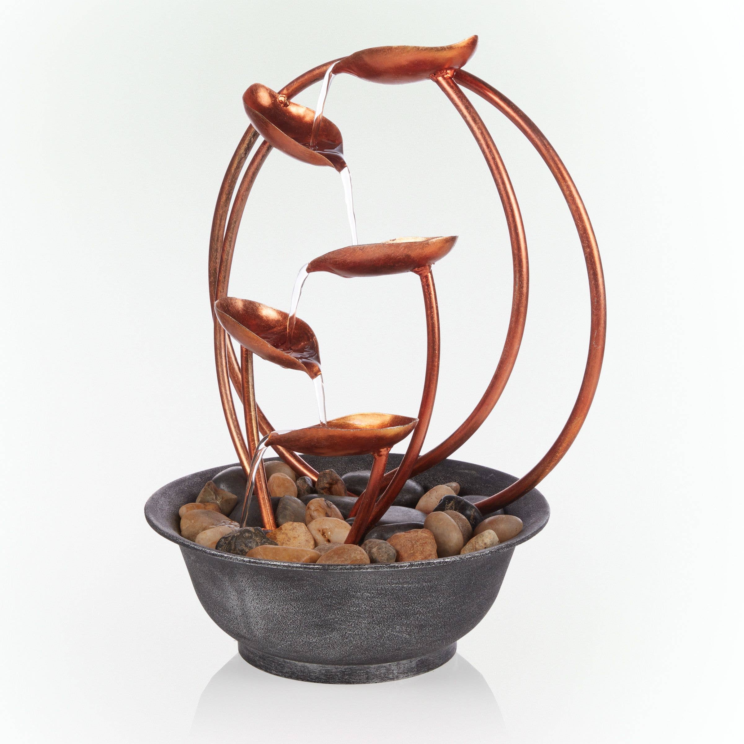 Alpine Corporation - Wholesale Decorative Tabletop Object - Alpine Corporation Metal Leaf Multi-tier Tabletop Fountain3