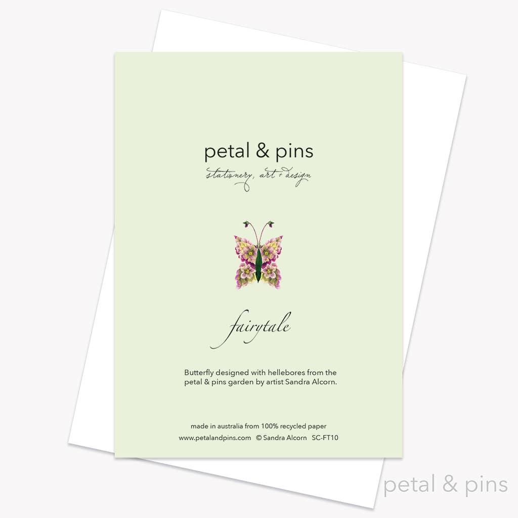 petal & pins – wholesale Everyday greeting card – Hellebore Butterfly - Floral Greeting Card1