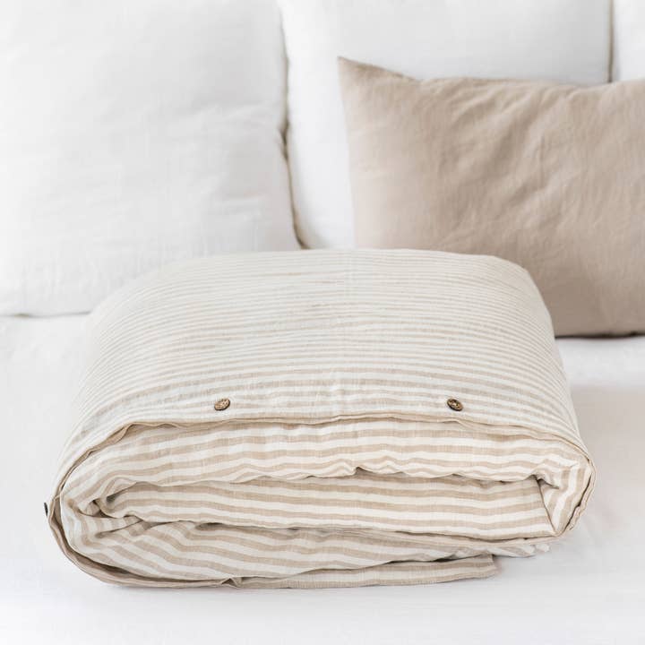MagicLinen - Wholesale Duvet Cover - Striped in Natural Duvet Cover