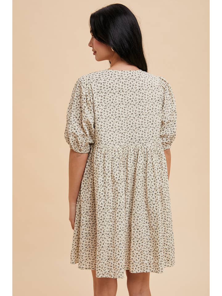 In Loom - Wholesale Dress - Women's - COTTON FLORAL BOW TIE MINI DRESS