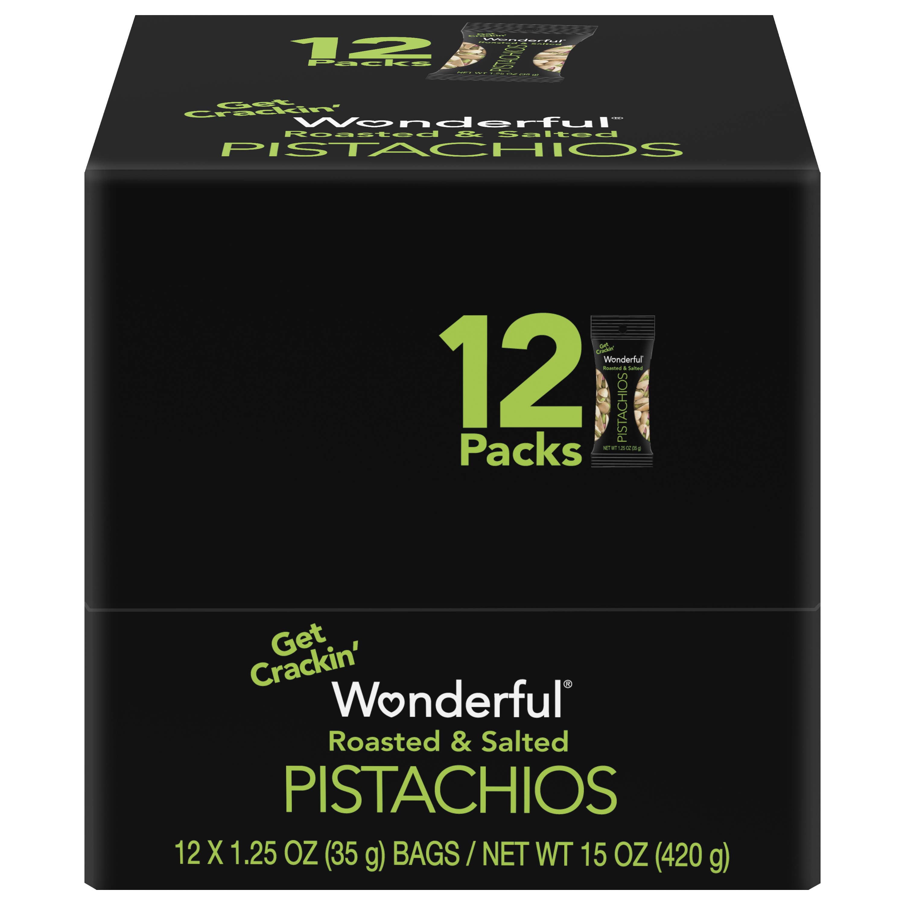 Wonderful Pistachios - Wholesale Nuts - Wonderful Pistachios In-Shell Roasted & Salted 1.25oz (12pk)3