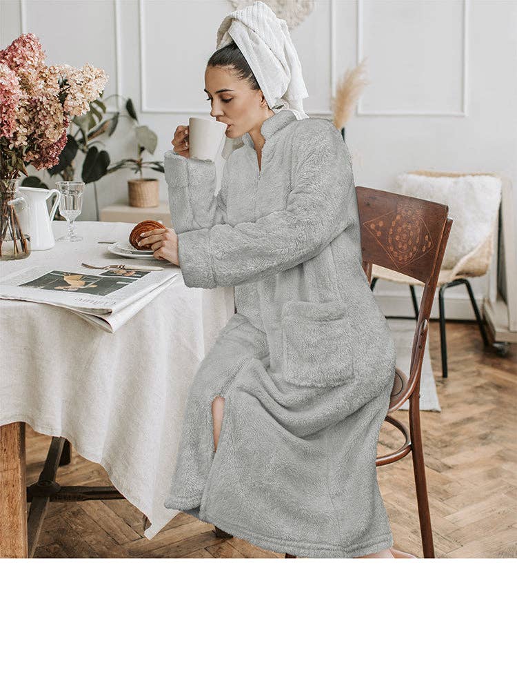 Pavilia - Wholesale Robe - Women's - Women's Sherpa Housecoat Zipper Robe51