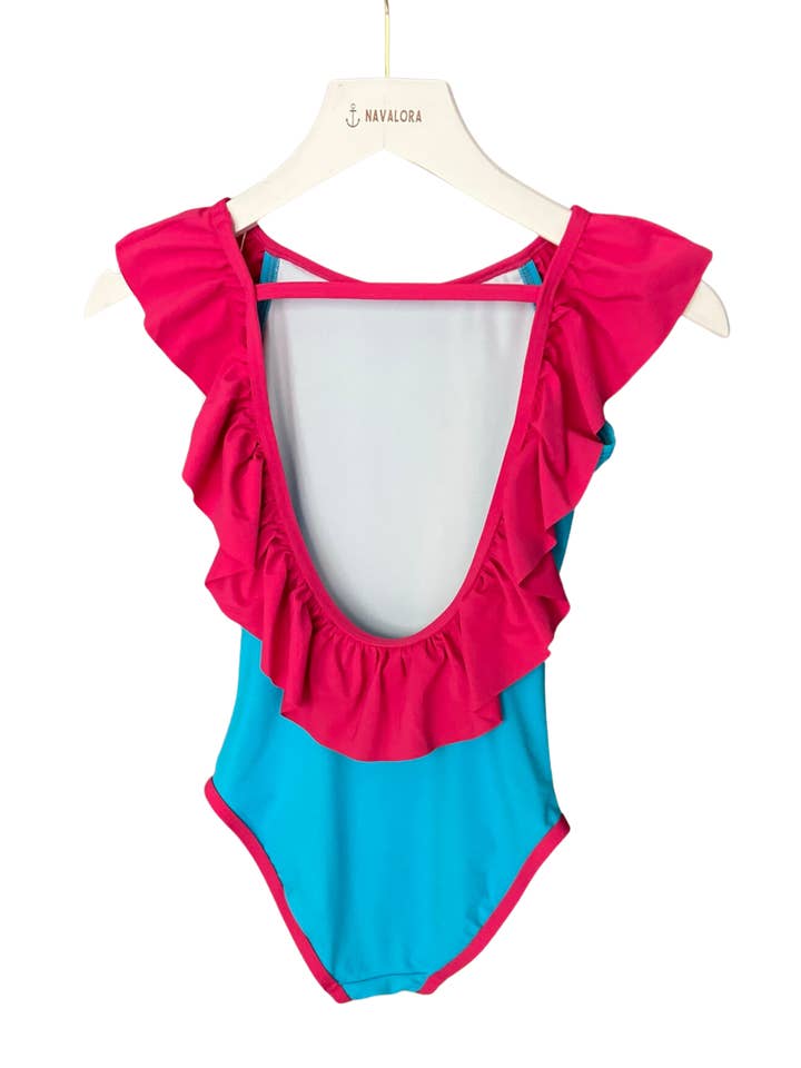 Navalora - Wholesale One Piece Swimsuit - Kids - Girl's Miami Vibes Sleeveless Ruffle One Piece Swim Suit