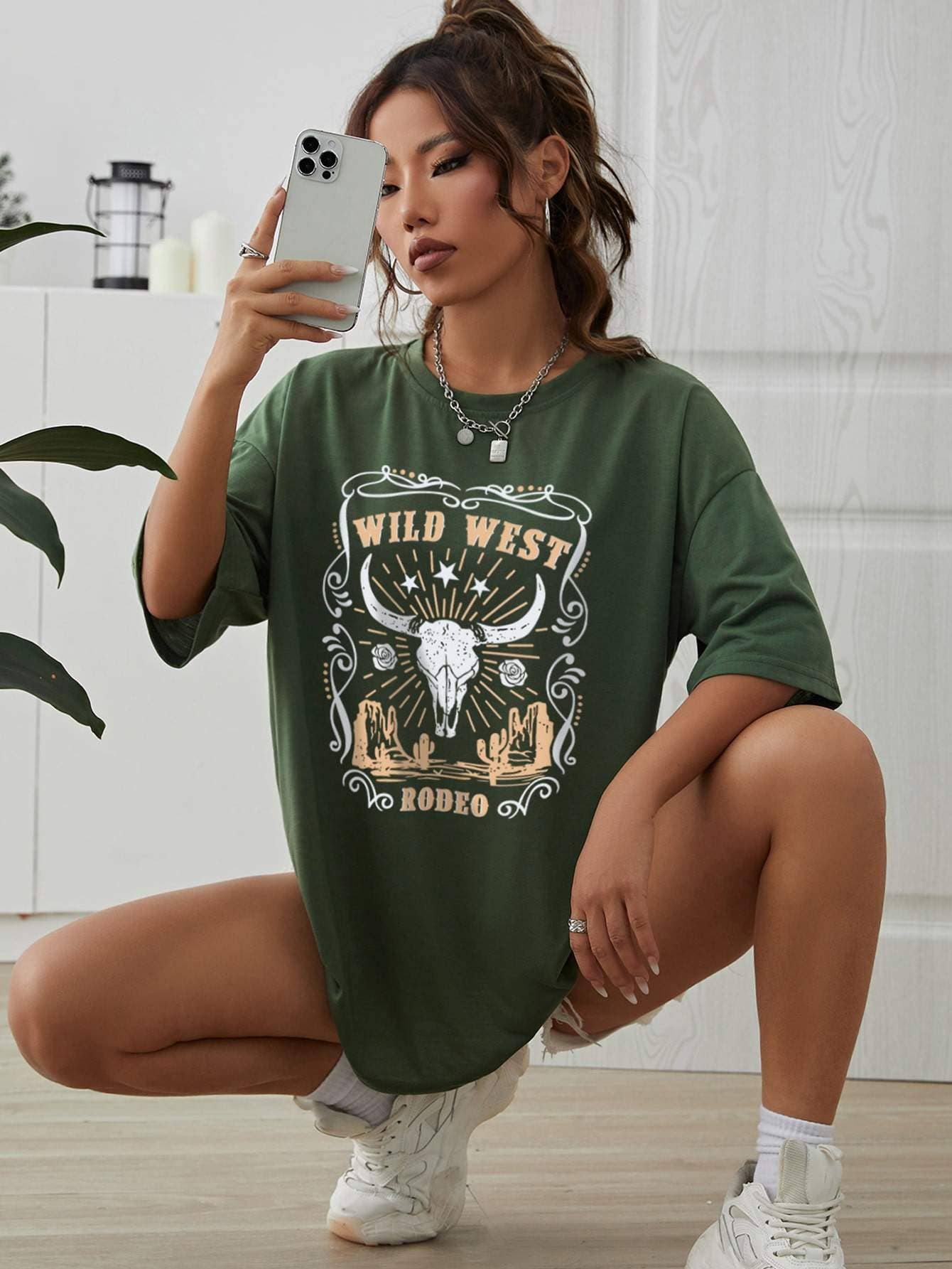 Flarix - Venta al por mayor Camiseta serigrafiada - Mujer - camiseta ezwear con estampado de letras y hombros descubiertos7