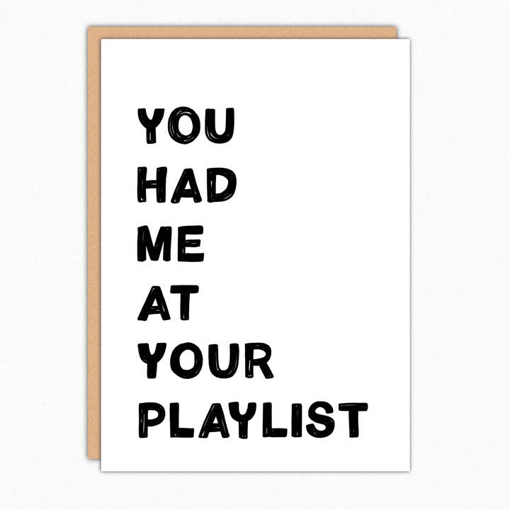 Carte d'amour pour les amateurs de musique You Had Me At Your Playlist pour la vente par In A Nutshell Studio