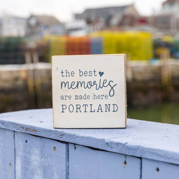 Rustic Marlin - Venta al por mayor Letreros - Bloque decorativo de madera blanco y azul The Best Memories2