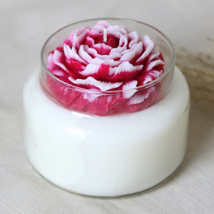 Rose Flower Candle, 15oz for wholesale by Pasadena Candle Co